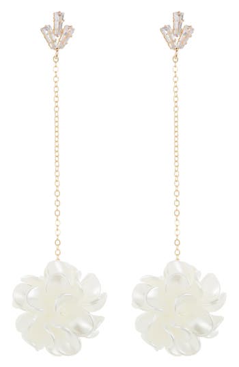 Tasha Resin Flower Drop Earrings In Gold/ivory