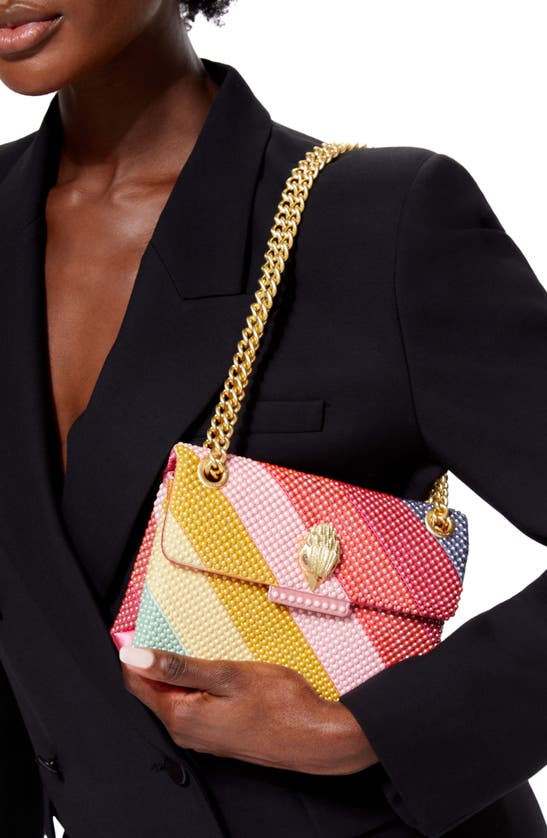 Shop Kurt Geiger Mini Kensington Beaded Convertible Shoulder Bag In Pink Multi