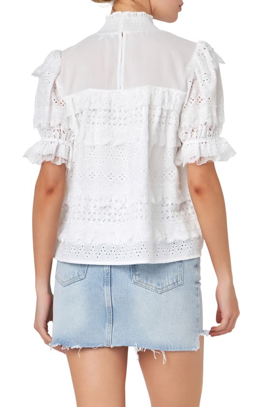 Shop English Factory Eyelet Lace Babydoll Top In Off White