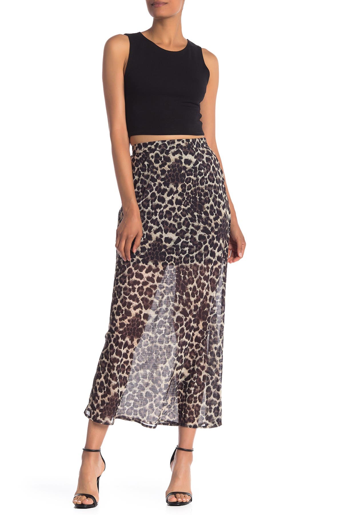 grey leopard print maxi skirt