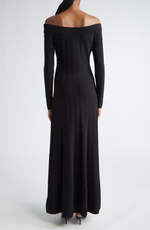 Shop Lela Rose Pointelle Off The Shoulder Long Sleeve Sweater Dress In Black