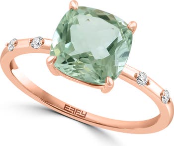 14K Rose Gold Pavé Diamond Quartz Ring