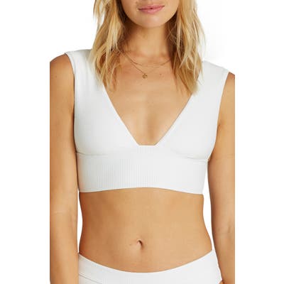 Billabong Too Salty Plunge Neck Bikini Top, White