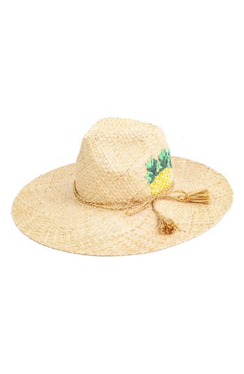 Peter Grimm Sancho Embroidered Pineapple Straw Hat In Natural
