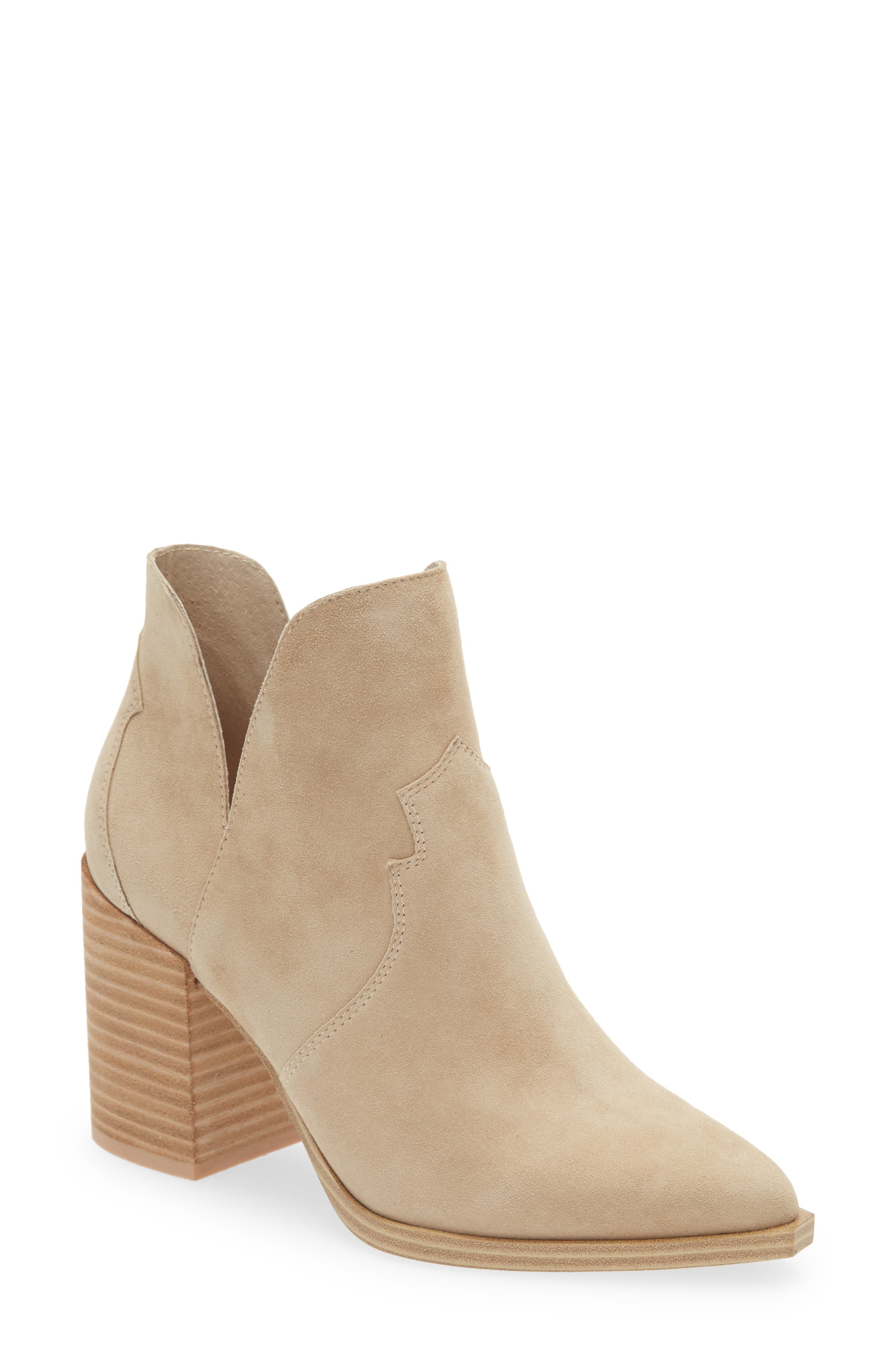 womens tan suede booties