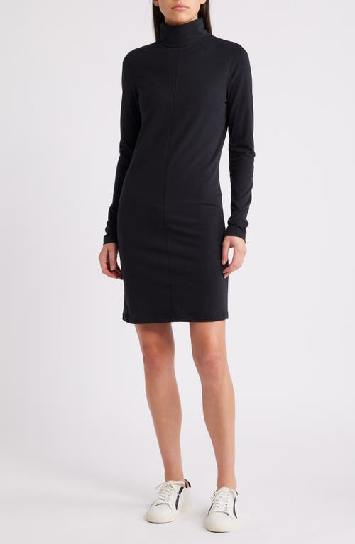 Shop Nation Ltd Astrid Turtleneck Long Sleeve Dress In Jet Black