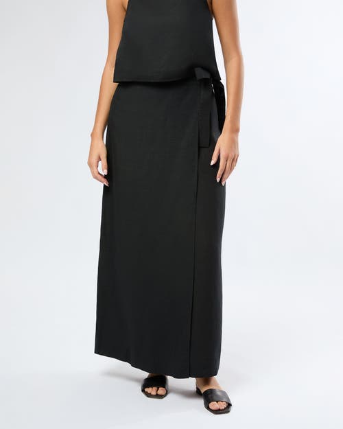 Onia Air Linen Maxi Wrap Skirt in Black 