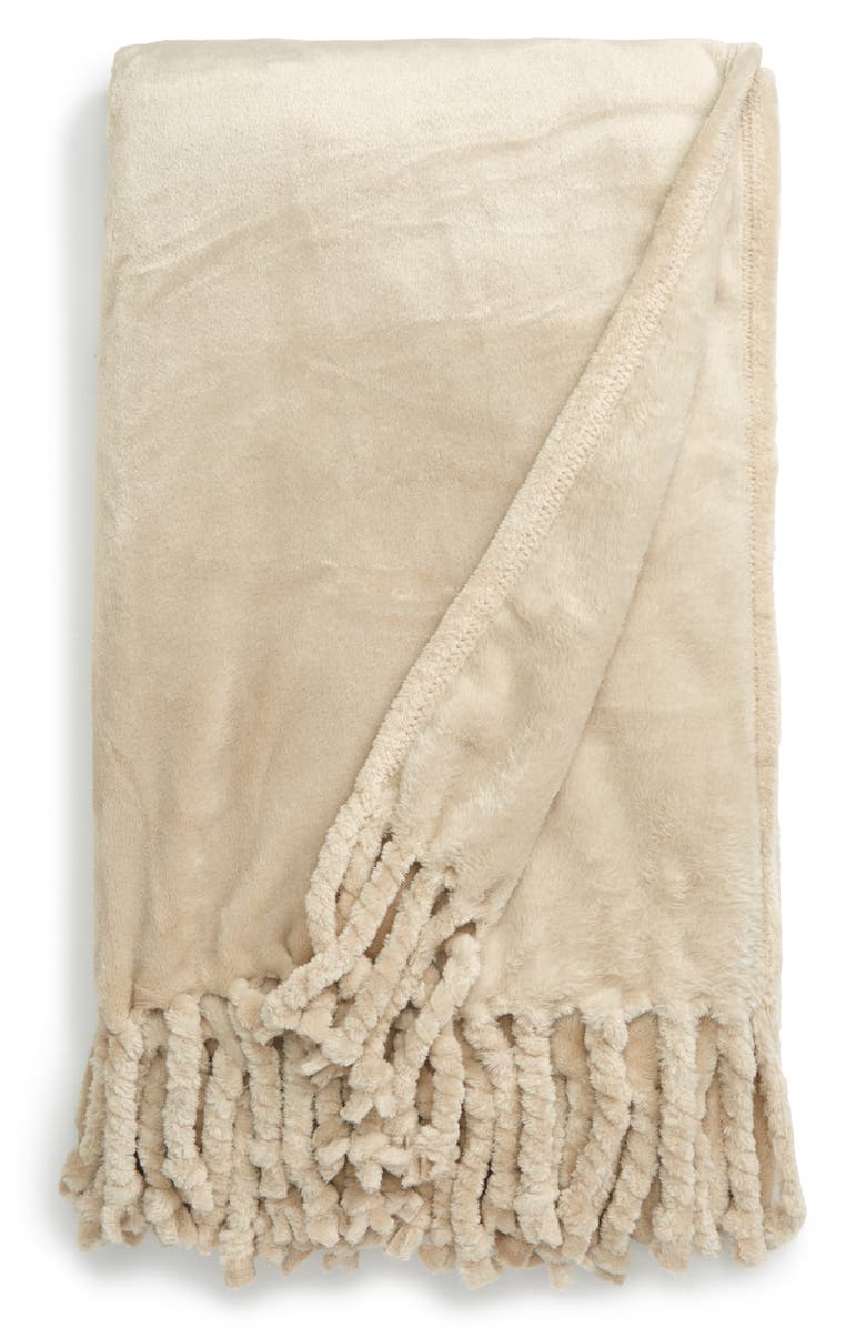 NORDSTROM Bliss Plush Throw, Main, color, BEIGE BIRCH