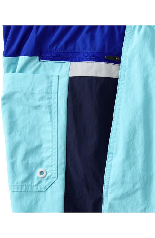 Shop Lands' End 9" Volley Swim Trunks In River Mist Colorblock