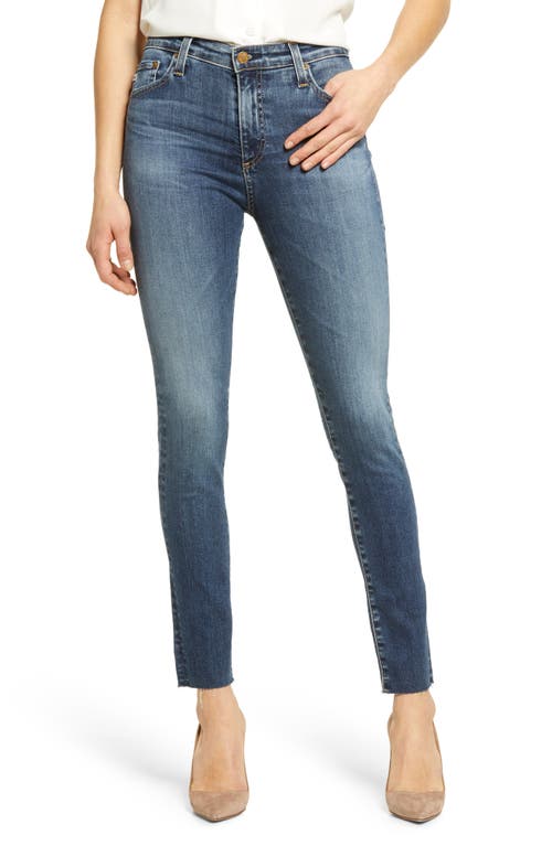 AG Farrah High Waist Raw Hem Ankle Skinny Jeans in 11 Years Blue Horizon at Nordstrom, Size 24