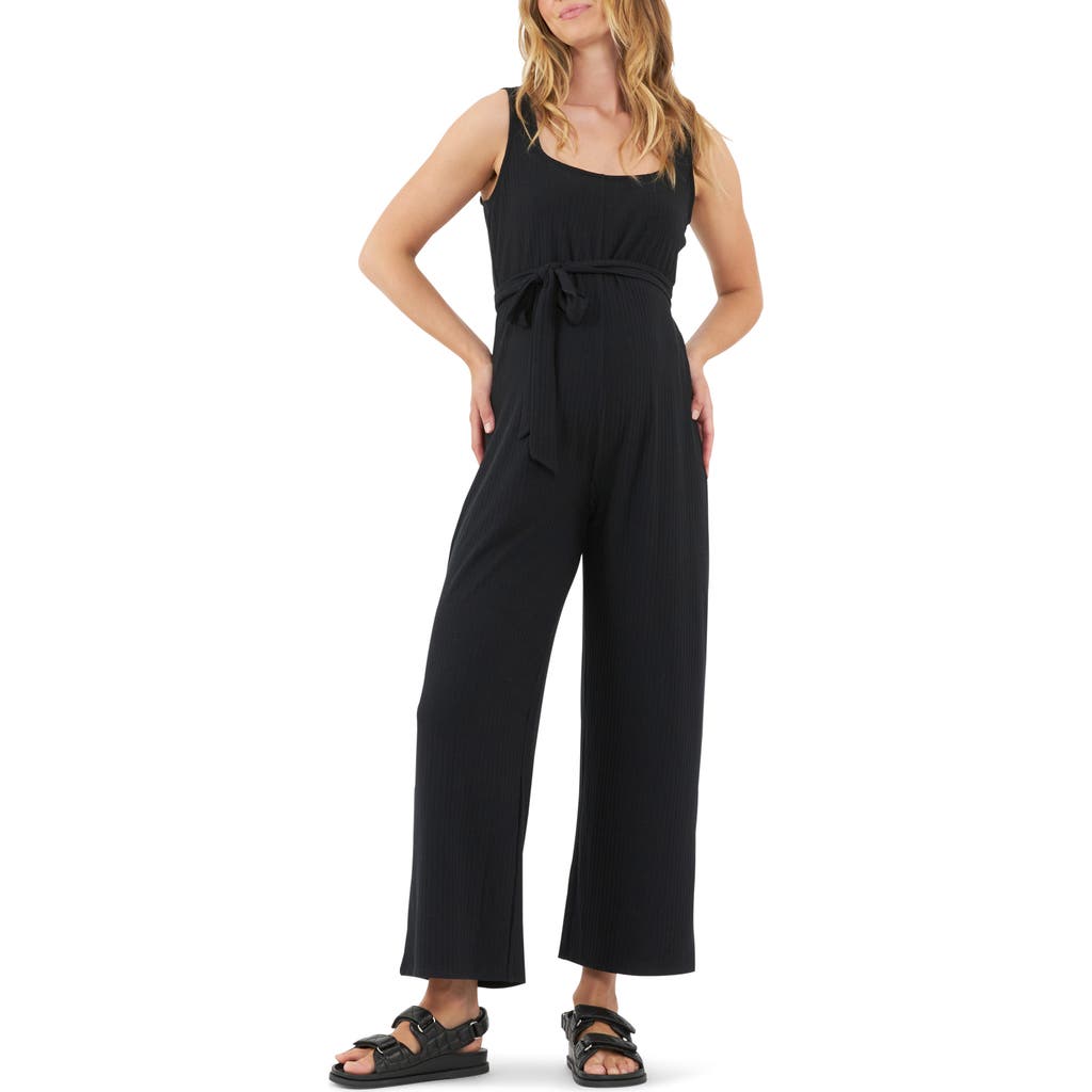 Ripe Maternity Bobby Rib Maternity Jumpsuit in Black
