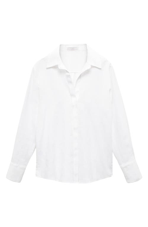 MANGO Button-Up Linen Shirt at Nordstrom,