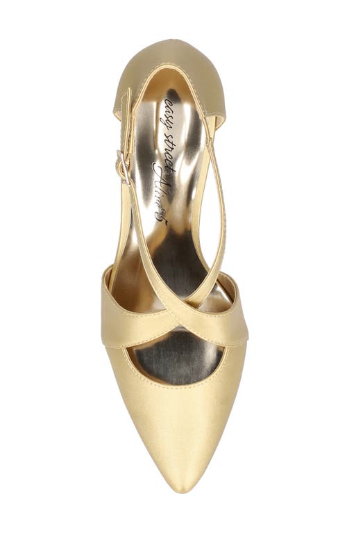 Easy Street Women's Elegance Cross Strap Front Pumps In Gold Satin