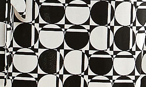 Nina Leonard Patterned Cap Sleeve Fit & Flare Dress In Black/ivory Multi