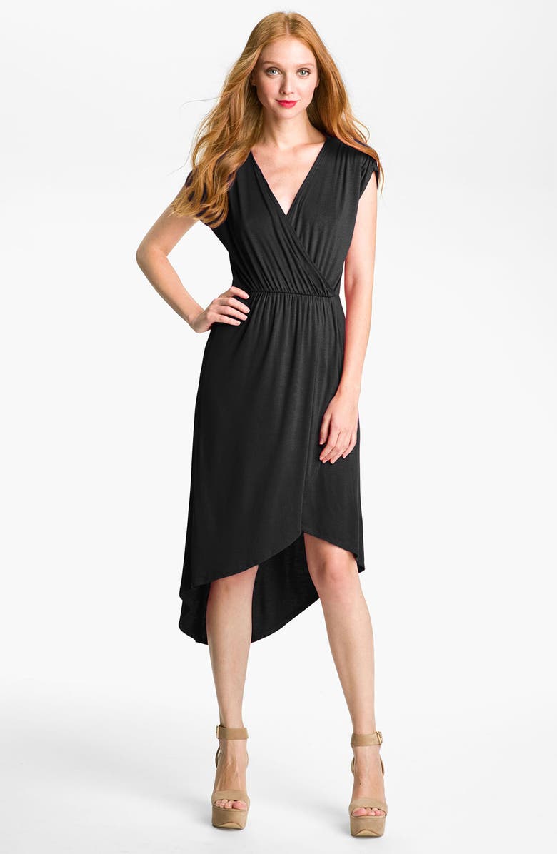 Loveappella Asymmetrical Faux Wrap Jersey Dress (Petite) | Nordstrom