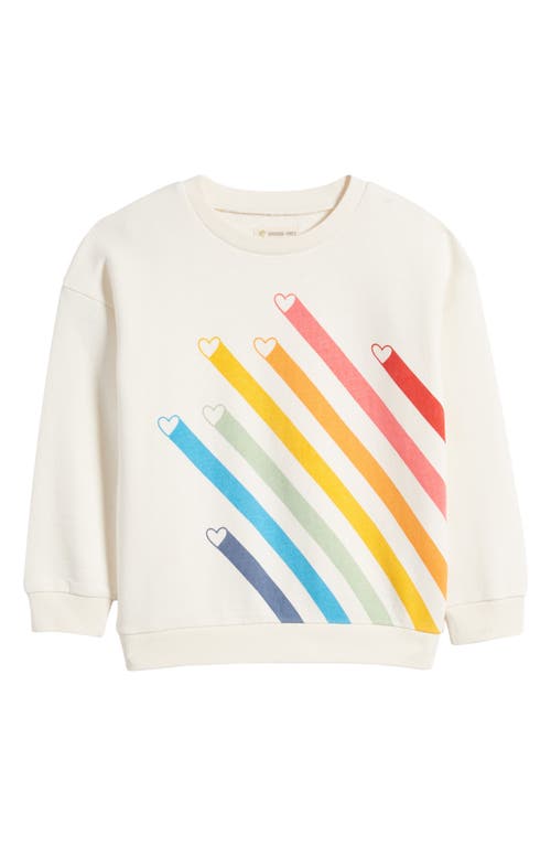 Tucker + Tate Kids' Heart Print Cotton Graphic Sweatshirt in Ivory Egret Heart Rainbow