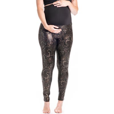 Preggo Leggings Boa Print Maternity Leggings, Brown