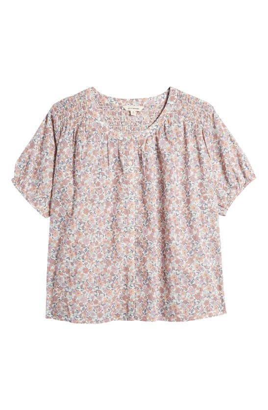 Shop Lucky Brand Floral Print Cotton Peasant Top In Pink Multi