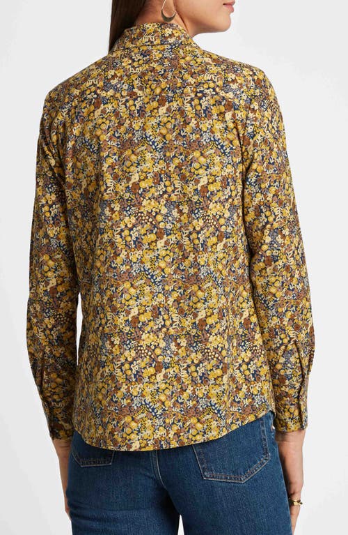 Shop Foxcroft Mary Ditsy Floral Button-up Shirt In Multi Yellow