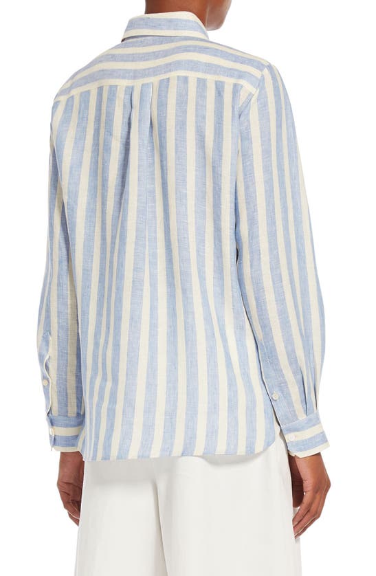 Shop Max Mara Lari Stripe Linen Shirt In Blue Azure