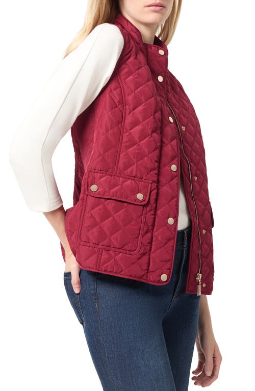 Shop Jones New York Quilted Vest In Bordeaux