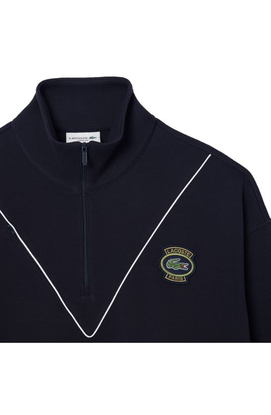 Shop Lacoste Loose Fit Quarter Zip Pullover In Hde Abimes
