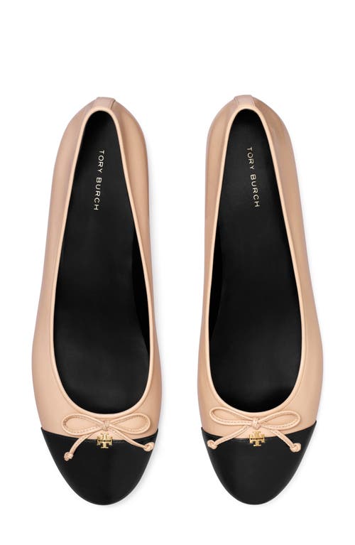 Shop Tory Burch Cap Toe Ballet Flat In Shell Pink/perfect Black