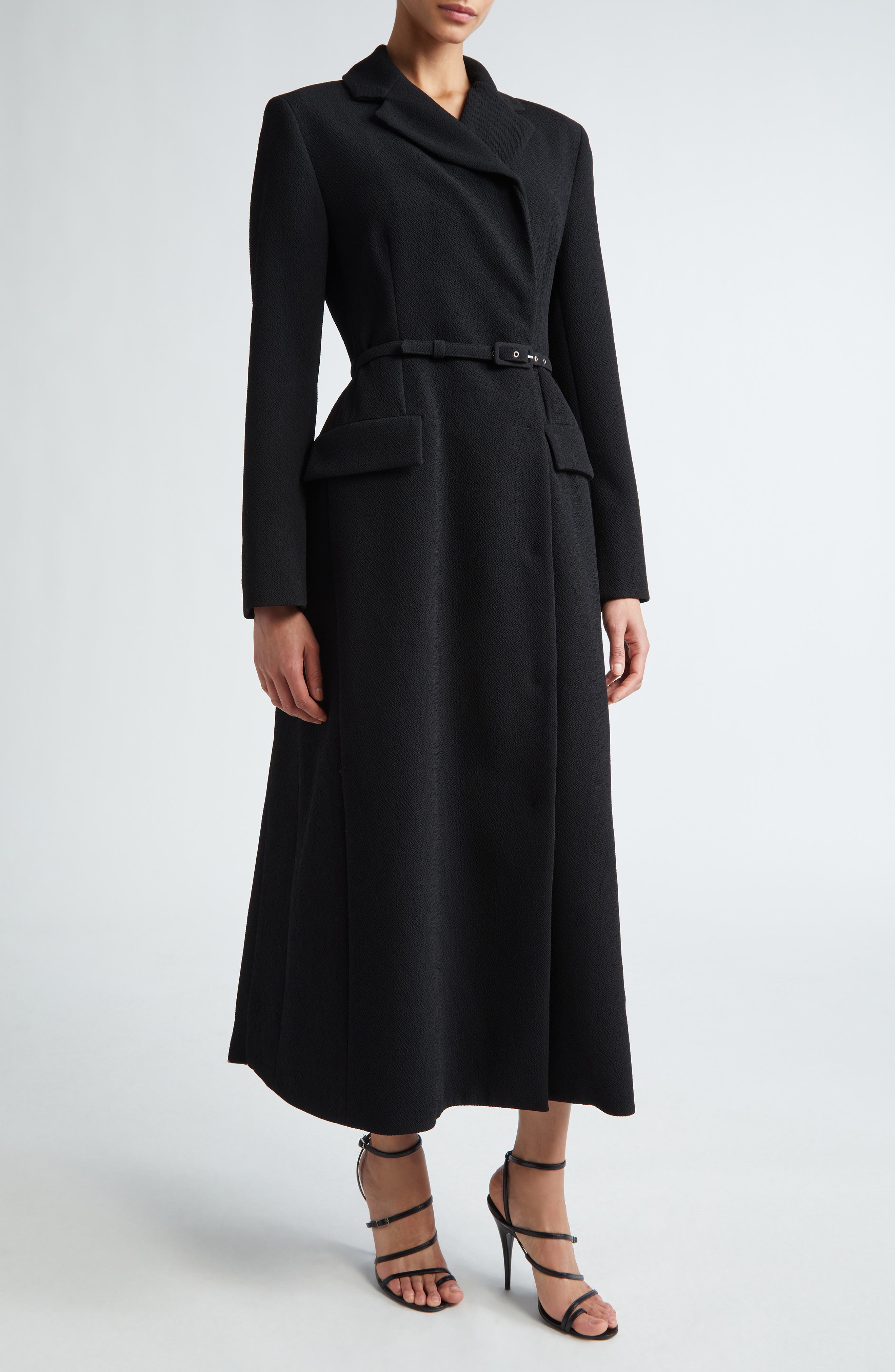 Emilia Wickstead Kalonice Long Sleeve Belted Midi Coatdress | Nordstrom