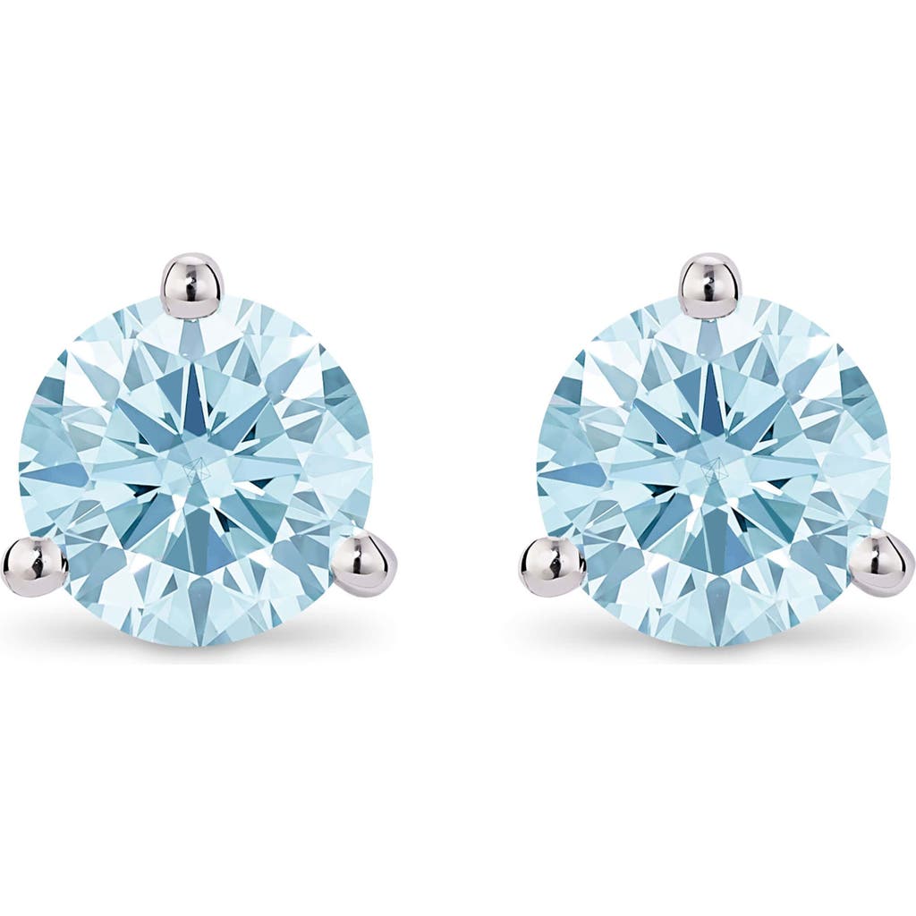 Lightbox 2-carat Lab Grown Diamond Solitaire Stud Earrings In Blue