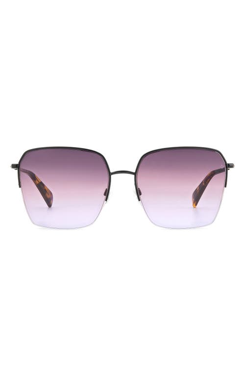 58mm Square Sunglasses in Black/Brown Violet