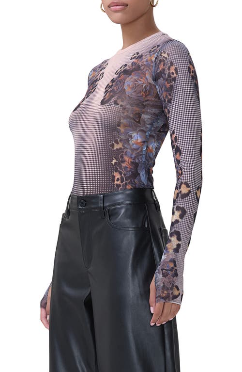 Afrm Kaylee Printed Mesh Top In Beige Leopard