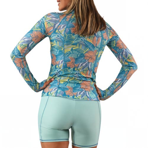 Shop Uv Skinz Long Sleeve Full Zip Rash Guard In Caribbean Tropics