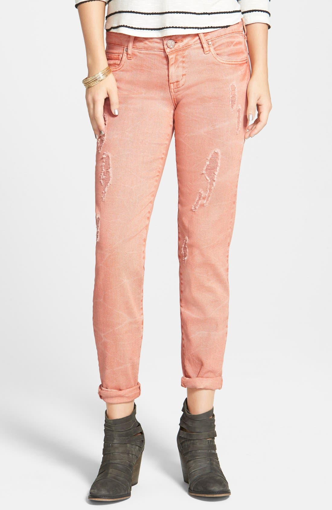 peach color jeans