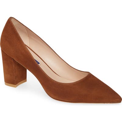 Stuart Weitzman Laney Pointed Toe Pump, Brown