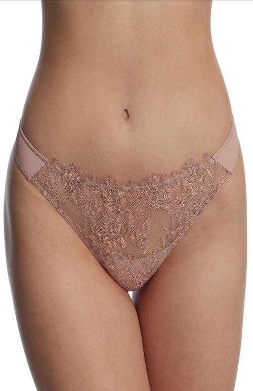 Skarlett Blue Entice Lace Front Thong In Romance/rose Gold