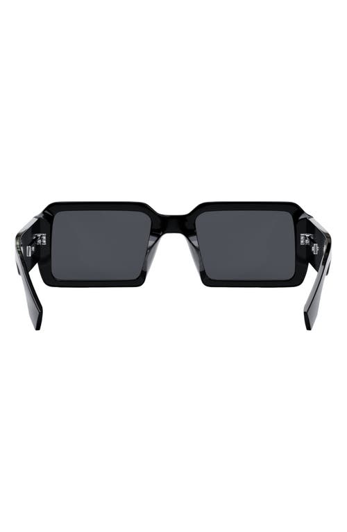 Fendi Graphy 52mm Rectangular Sunglasses In Shiny Black/smoke