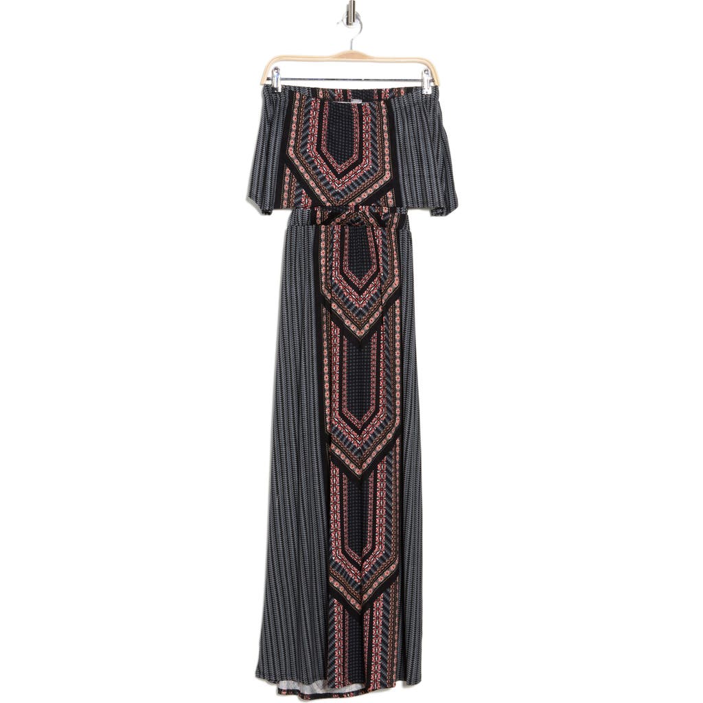 Shop Go Couture Front Cutout Maxi Dress In Black Multi Geo Print