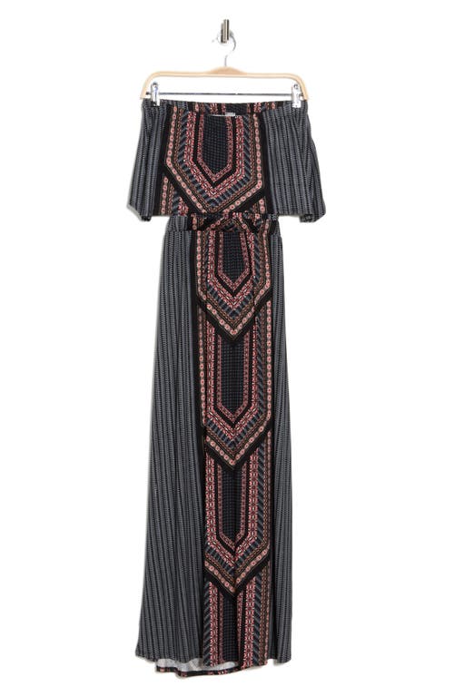 Shop Go Couture Front Cutout Maxi Dress In Black Multi Geo Print