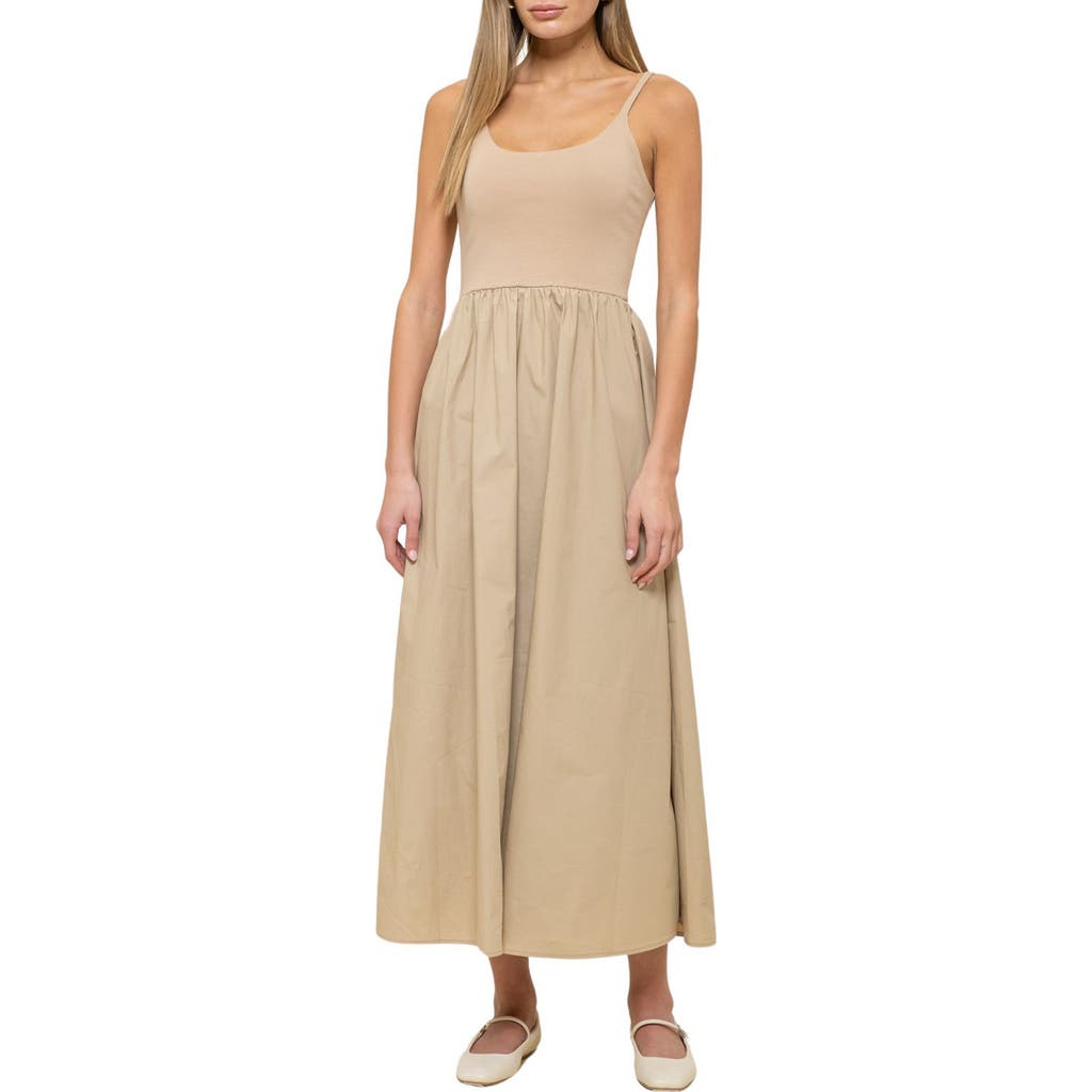BLU PEPPER BLU PEPPER MIXED MEDIA MIDI DRESS