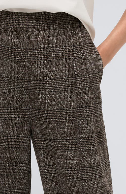 Shop Kenneth Cole Glen Plaid Pleated High Waist Wide Leg Pants In Deep Bark Multi