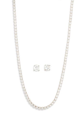 Shop Nordstrom Rack Cz Tennis Necklace In Clear- Silver