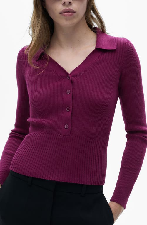 Mango Johnny Collar Popover Sweater In Wine