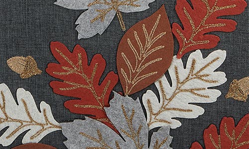Design Imports Autumn Leaves Embroidered Table Runner In Gray