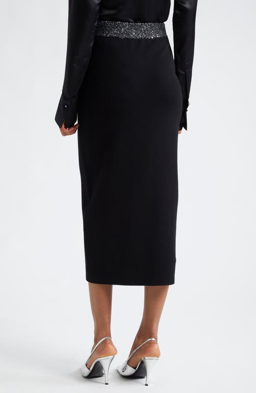 Shop A.l.c . Jane Sequin Embellished Knit Midi Pencil Skirt In Black/silver