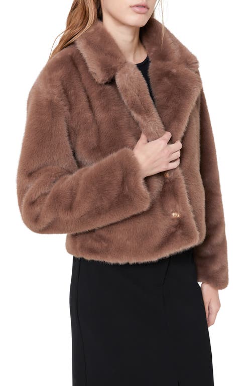 Endless Rose Faux Fur Button Coat In Taupe