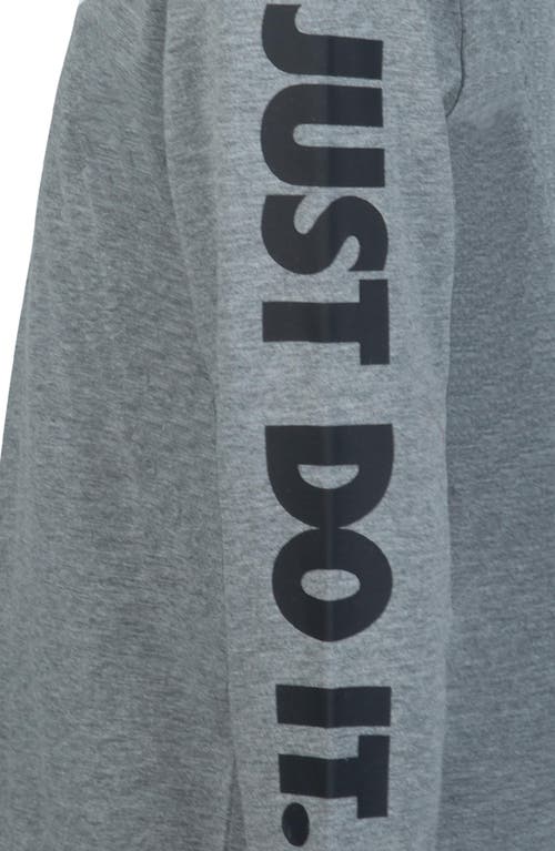 Nike Kids' Futura Hooded Long Sleeve T-shirt In Carbon Heather