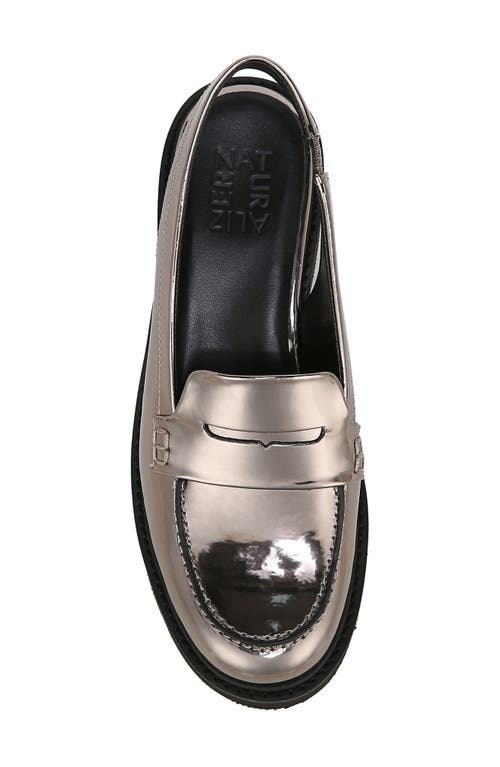 Naturalizer Darry Slingback Platform Penny Loafer In Pewter Faux Leather