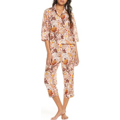 Papinelle X Karen Walker Upholstery Luxe Cotton & Silk Crop Pajamas, Red