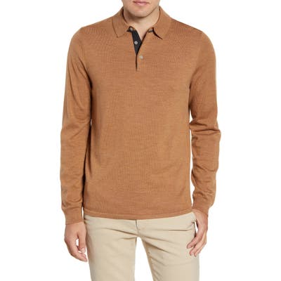 Nordstrom Shop Merino Wool Polo Sweater, Brown