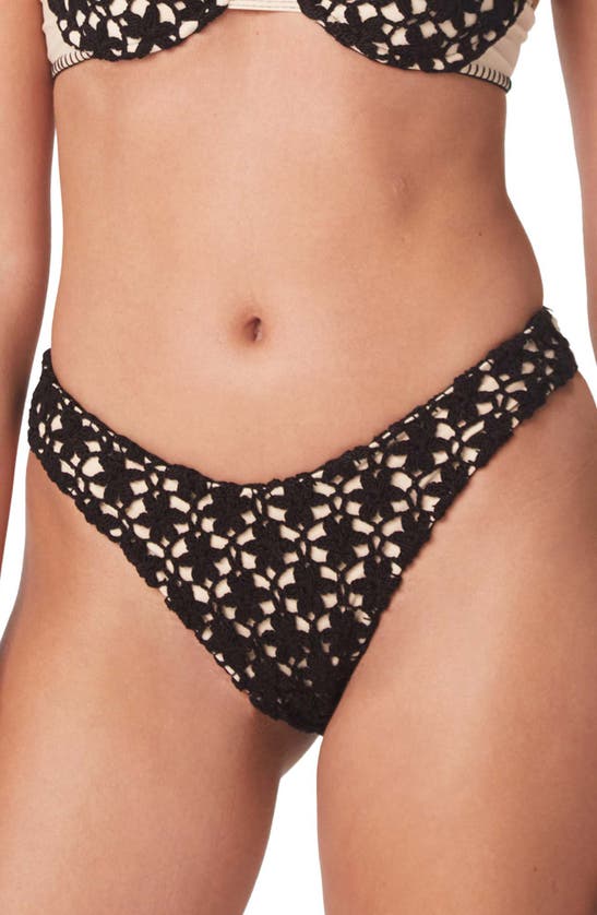 Shop Capittana Savanah Floral Crochet Bikini Bottoms In Black